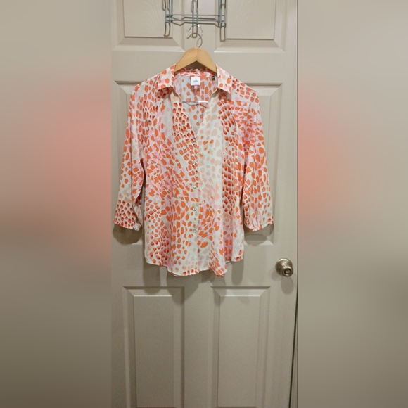 CAbi Women’s Small Button Up Blouse 3/4 Sleeve V-Neck Style 6081 Floral - Picture 3 of 8